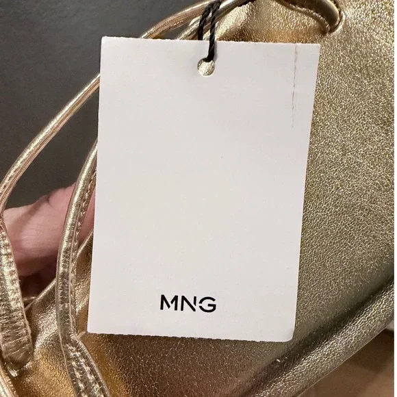 Mango MNG Womens Gold Metallic Wraparound Lace Up Flat Sandals Size 38 - Picture 13 of 14